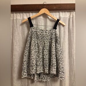 THE GREAT. Black and White Floral Tank Top EUC